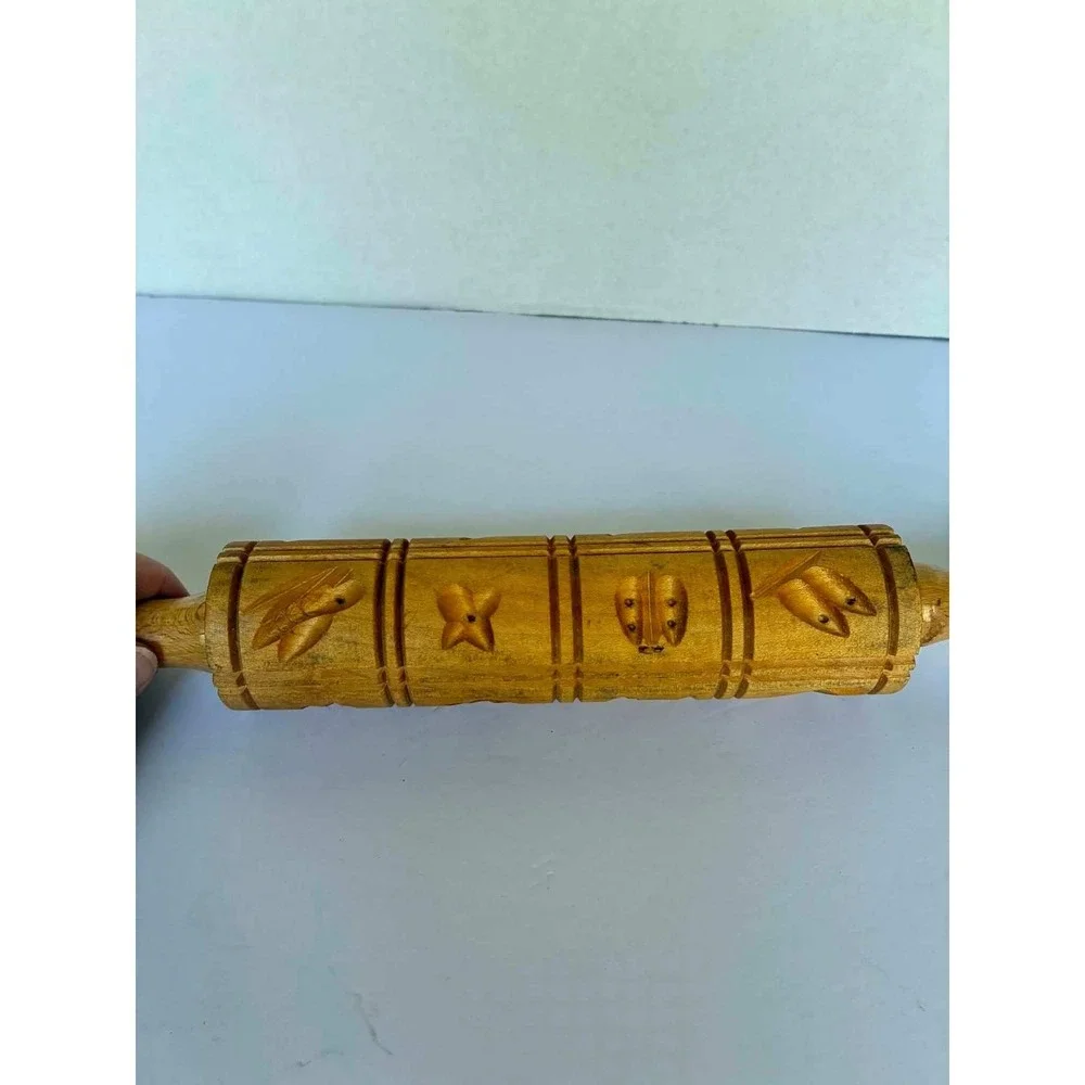 Vintage Springerle Rolling Pin 14.25